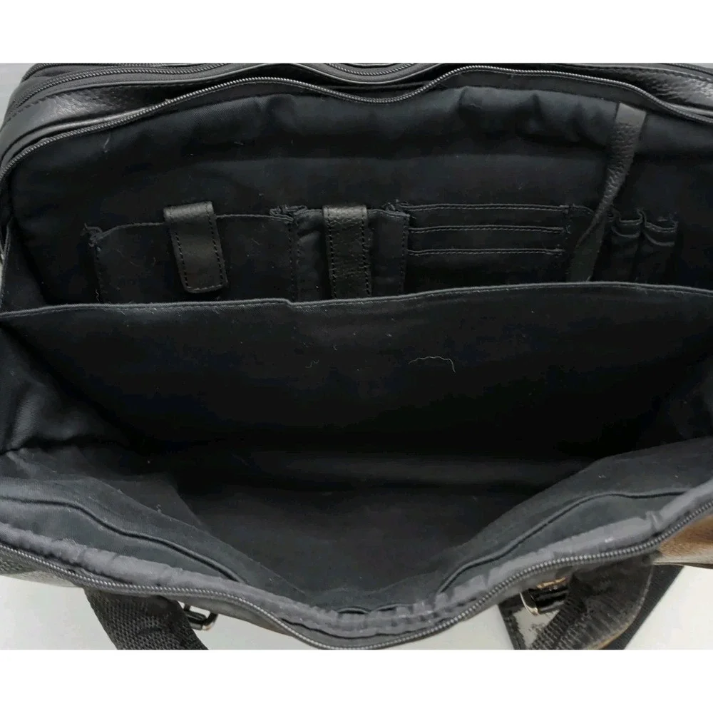 Vtg L.L. Bean Black Pebbled Leather Messenger Bag Satchel Casual Travel Laptop